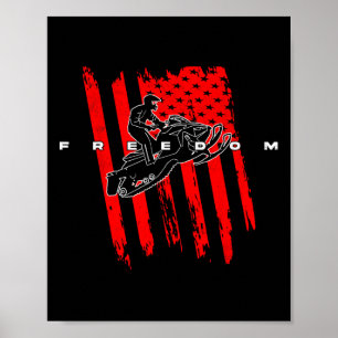 Snowmobile Sled Freedom Us Flag Adventure Winter S Poster