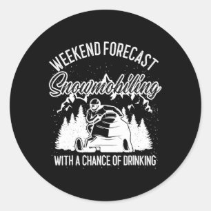 Snowmobile Sled Weekend Forecast Winter Sports Classic Round Sticker