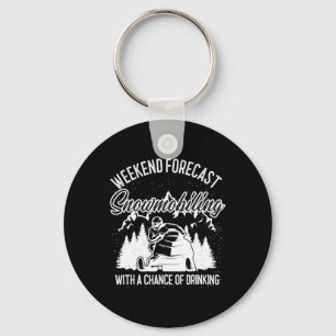 Snowmobile Sled Weekend Forecast Winter Sports Key Ring
