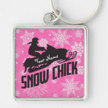 Snowmobile Snow Chick Pink Snowflake