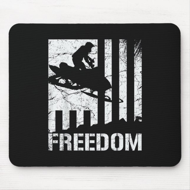 Snowmobile Snowmobiling Freedom Flag Mouse Mat (Front)