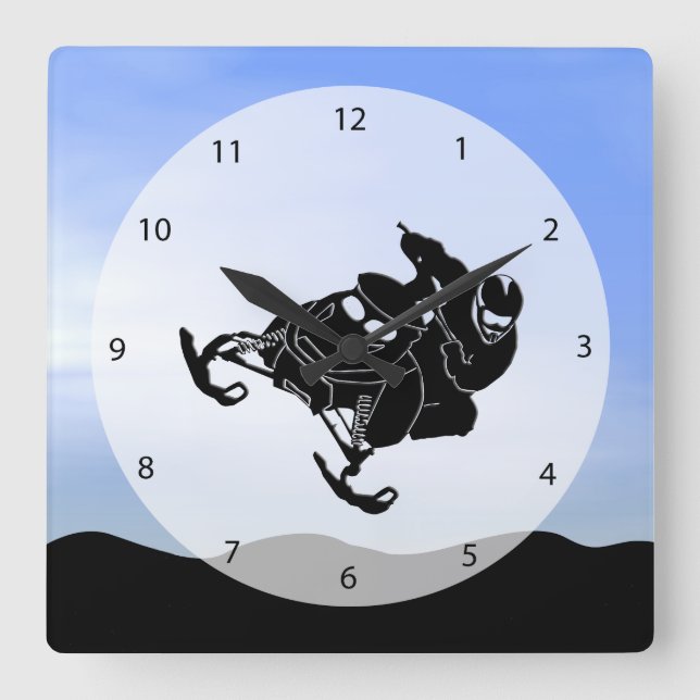 Snowmobile Square Wall Clock (Front)