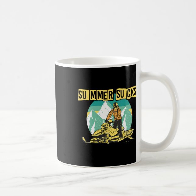 Snowmobile Summer Sucks Retro Sled Snowmobiling Wi Coffee Mug (Right)