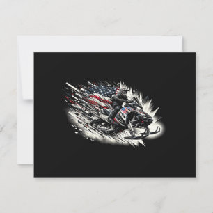 Snowmobile T Snowmobiling Freedom Flag Long Sleeve Holiday Card