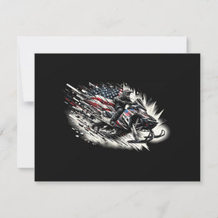 Snowmobile T Snowmobiling Freedom Flag Long Sleeve Invitation