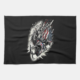Snowmobile T Snowmobiling Freedom Flag Long Sleeve Tea Towel
