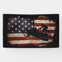 Snowmobile USA Flag Snow Sled Patriotic