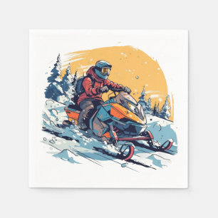 Snowmobile with Sunset Party Napkins