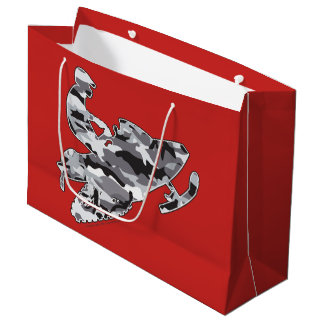 Snowmobiler in a Grey Camouflage Pattern Large Gift Bag