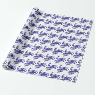 Snowmobiler in Blue Camouflage Wrapping Paper