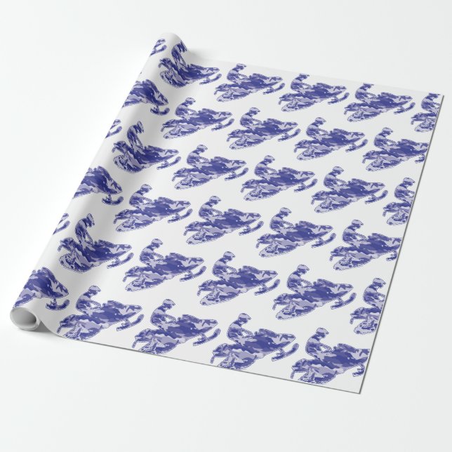 Snowmobiler in Camouflage Blue Wrapping Paper (Unrolled)