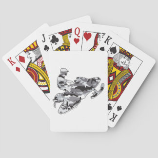 Snowmobiler in Grey Camo Playing Cards