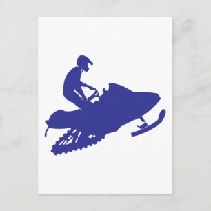 Snowmobiler/Navy Blue Sled Postcard