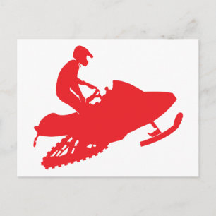Snowmobiler/Red Sled Postcard