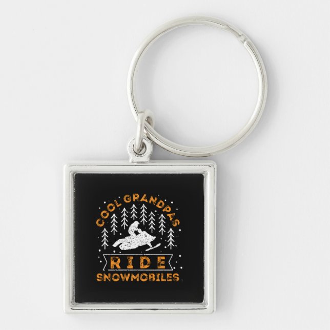 Snowmobiling - Cool Grandpas Ride Snowmobiles Key Ring (Front)