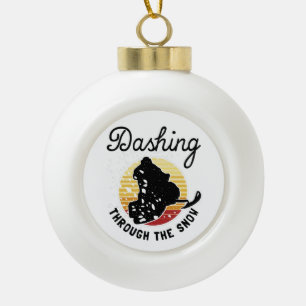 Snowmobiling - Dashing Through The Snow Ceramic Ball Christmas Ornament