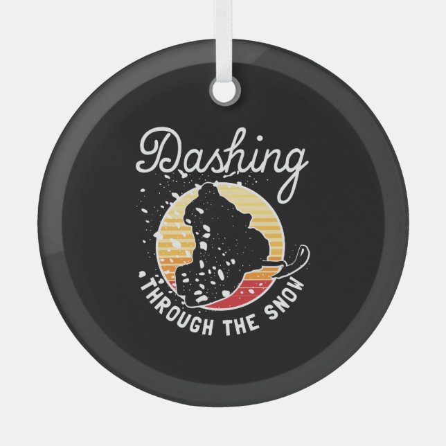 Snowmobiling - Dashing Through The Snow Glass Tree Decoration (Front)