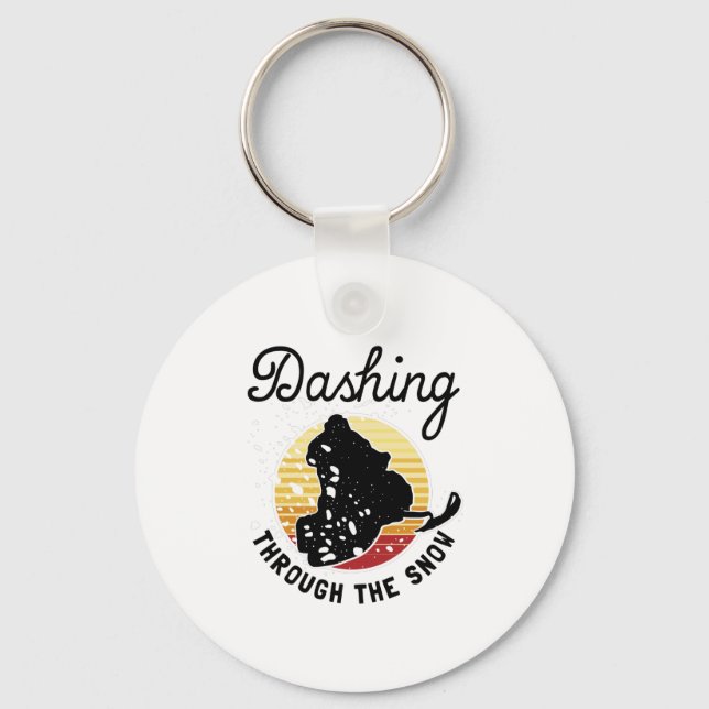 Snowmobiling - Dashing Through The Snow Key Ring (Front)