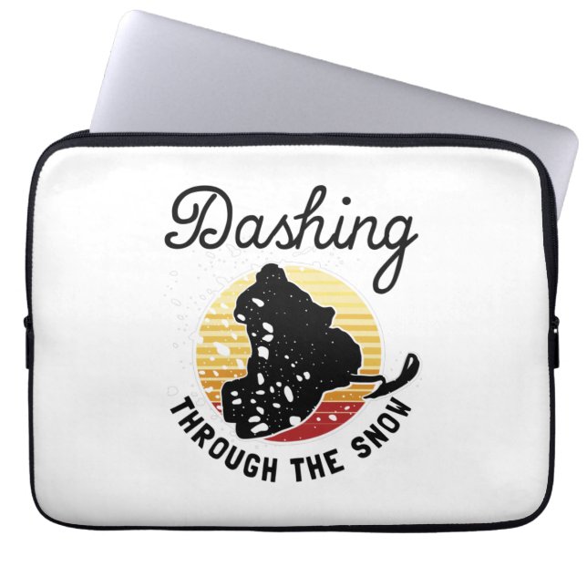 Snowmobiling - Dashing Through The Snow Laptop Sleeve (Front)