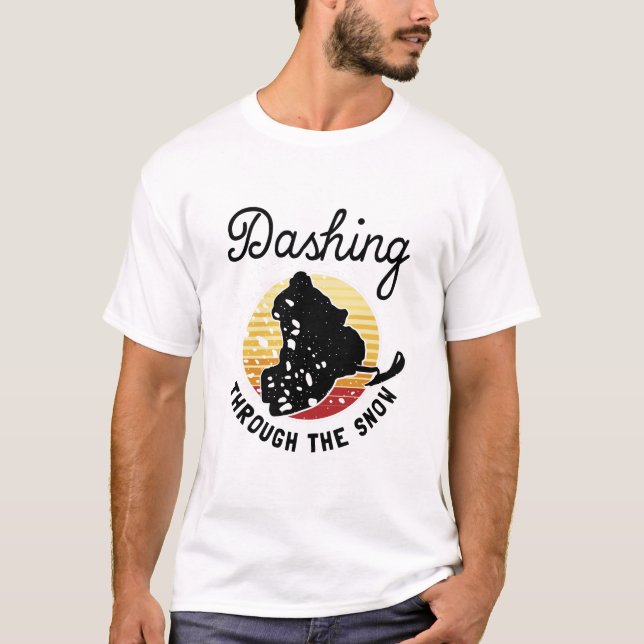 Snowmobiling - Dashing Through The Snow T-Shirt (Front)