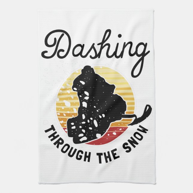 Snowmobiling - Dashing Through The Snow Tea Towel (Vertical)