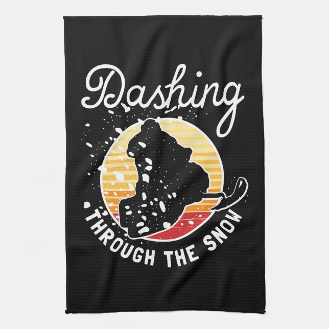 Snowmobiling - Dashing Through The Snow Tea Towel (Vertical)