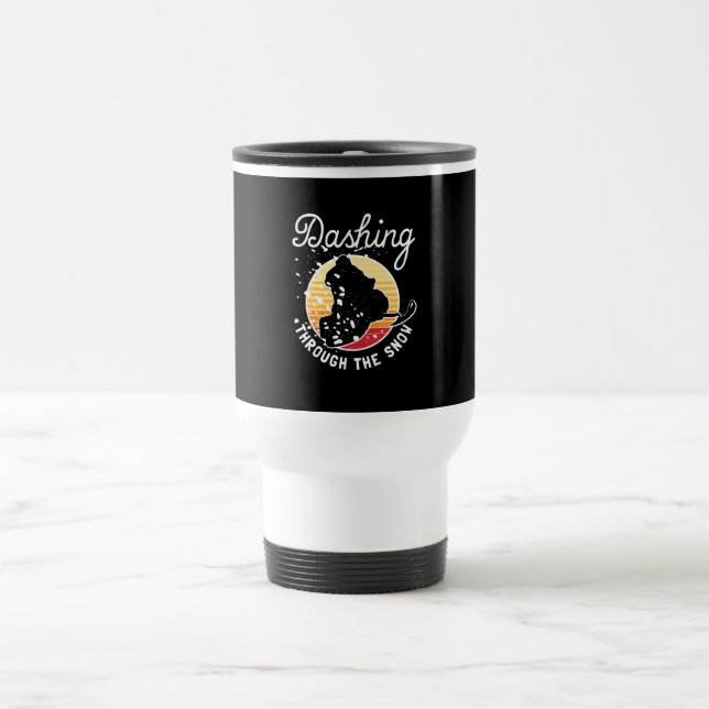 Snowmobiling - Dashing Through The Snow Travel Mug (Center)