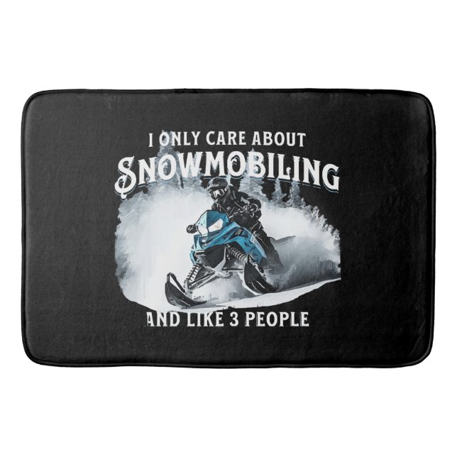 Snowmobiling Funny Snowmobile  Bath Mat (Front)