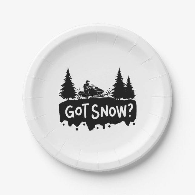 Snowmobiling - Got Snow Paper Plate (Front)