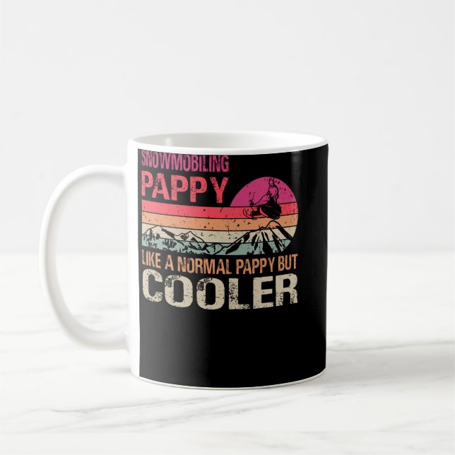 Snowmobiling Pappy Like A Normal Pappy But Cooler  Coffee Mug (Left)