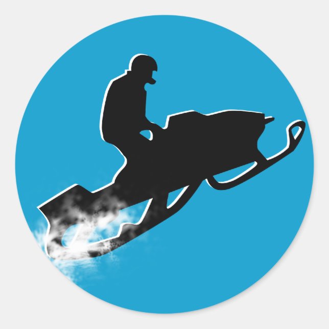 snowmobiling powder trail. classic round sticker (Front)