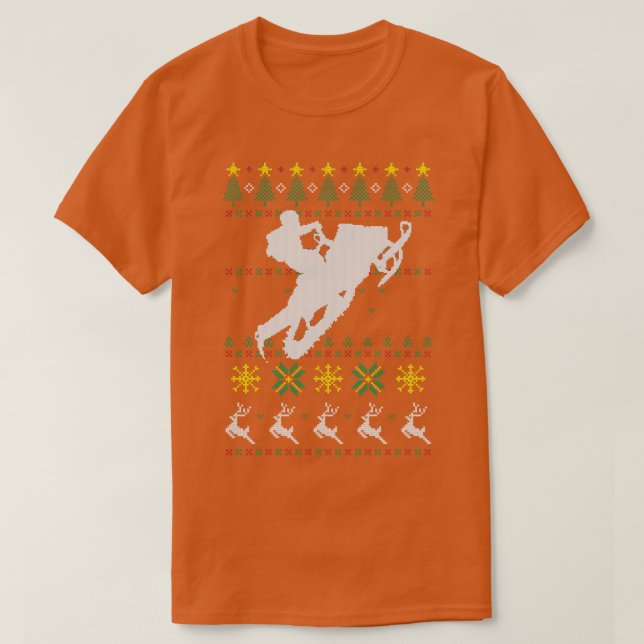 Snowmobiling Ugly Christmas T-Shirt (Design Front)