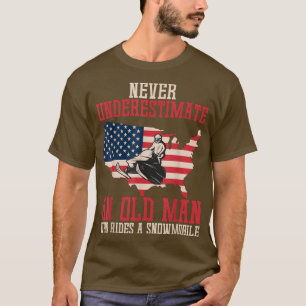 Snowmobiling USA America Funny Old Man with a Snow T-Shirt