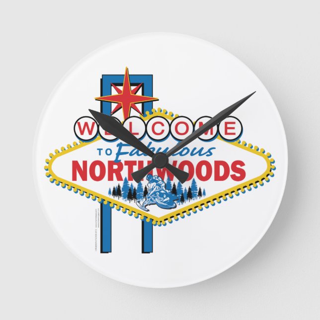 Snowmobiling/Welcome to the Fabulous Northwoods Round Clock (Front)