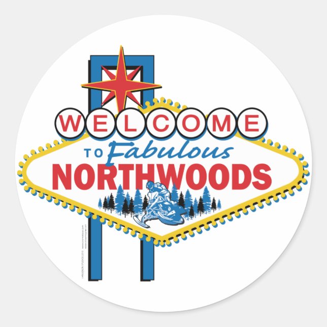 Snowmobiling/Welcome to the Northwoods Classic Round Sticker (Front)