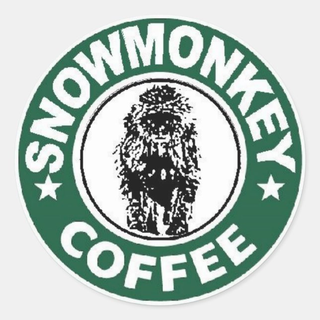 snowmonkey coffee logo classic round sticker (Front)