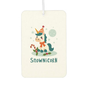 Snownicorn Cute Unicorn Snowman Christmas Girl T-S Car Air Freshener