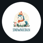 Snownicorn Cute Unicorn Snowman Christmas Girl T-S Classic Round Sticker<br><div class="desc">Snownicorn Cute Unicorn Snowman Christmas Girl T-Shirt (3)</div>