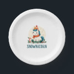 Snownicorn Cute Unicorn Snowman Christmas Girl T-S Paper Plate<br><div class="desc">Snownicorn Cute Unicorn Snowman Christmas Girl T-Shirt (3)</div>