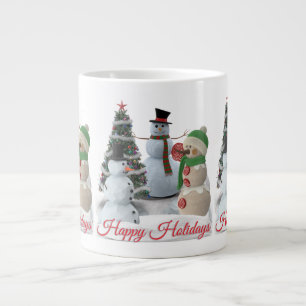 SnowPals Happy Holidays red script Large Coffee Mug