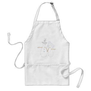 Snowpeople Bride and Groom Winter Wedding Couple Standard Apron
