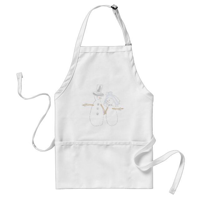 Snowpeople Bride and Groom Winter Wedding Couple Standard Apron (Front)