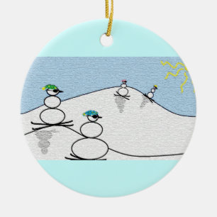 Snowpeople Skiing Ceramic Tree Decoration