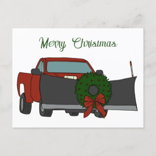 Snowplow with Christmas Wreath Custom Snowplowing  Postcard