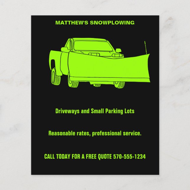 Snowplowing Pickup Truck with Plough Snowplow Flyer (Front)