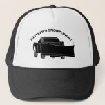 Snowplowing Pickup Truck with Plough Snowplow Trucker Hat<br><div class="desc">Promote your business or add your own custom saying to this hat. It features an illustration of a pickup truck with a snowplow in black and your text above in matching black lettering.</div>