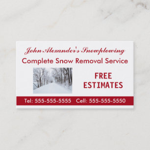 Snowplowing, Snow Removal, and Service Business Business Card