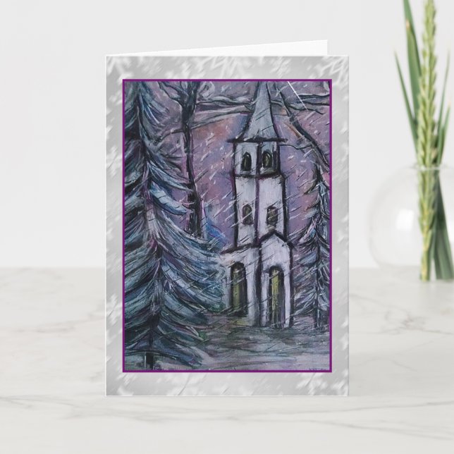 Snowscape Steeple Art Card (Front)