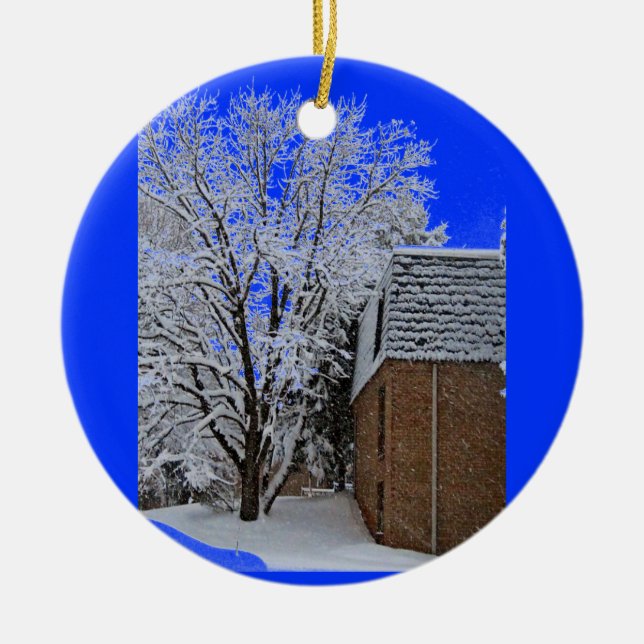 Snowscapes of New Jersey Ceramic Tree Decoration (Front)