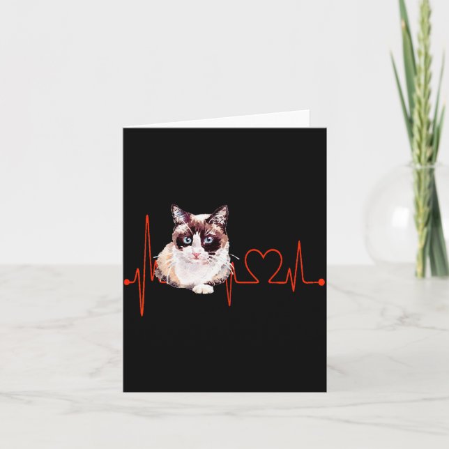 Snowscute Ss Cute Ss Cat Heartbeat Ekg Funny I Lov Card (Front)